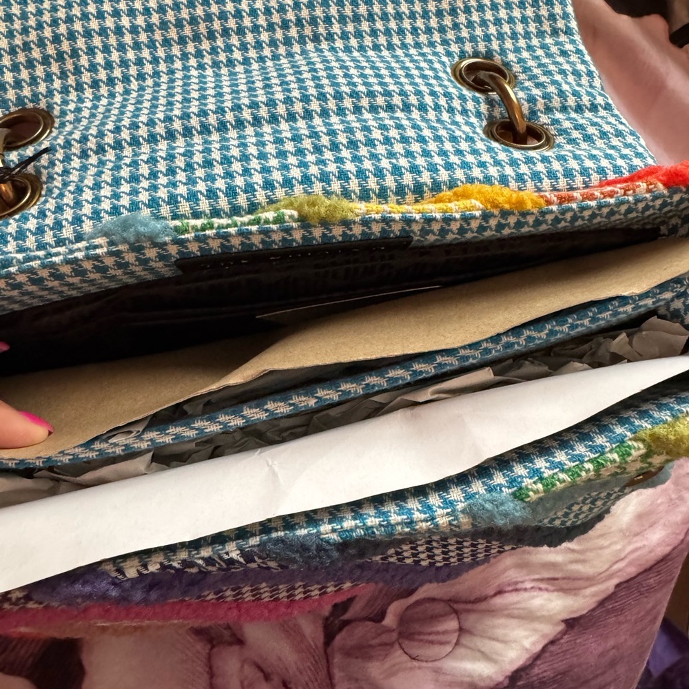 Kurt Geiger Red and Pink Quilted Shoulder Bag with Chain Straps - Picture 8 of 10